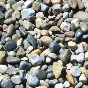 A close-up of various smooth, multicolored pebbles.